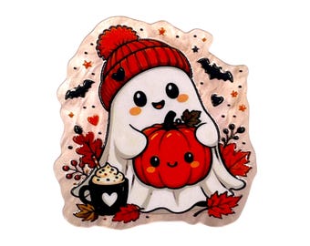 Ghost Pumpkin Acrylic Flatback – Fall Ghost