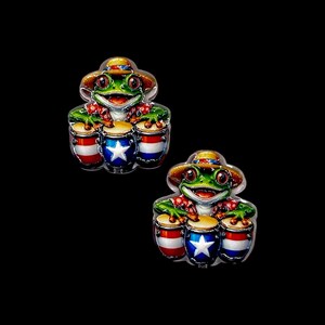 Puerto Rico Frog Focal Bead – Double-Sided Bongo Frog Bead – Set of 2