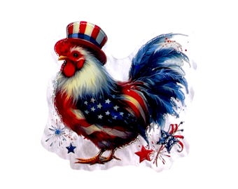 Patriotic Rooster Acrylic Flatback – American Flag Rooster