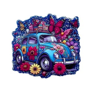 Retro Car Acrylic Flatback – Floral Bug