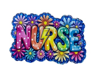 Nurse Acrylic Flatback – Floral Lightning Bolt