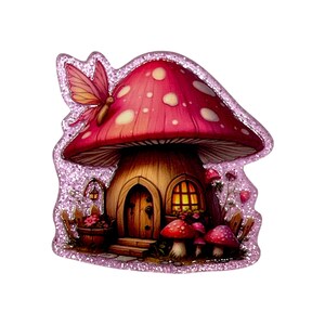 Mushroom House Acrylic Flatback – Toadstool Fairy Cottage