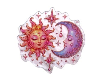 Celestial Sun Moon Acrylic Flatback – Pink Moon Stars