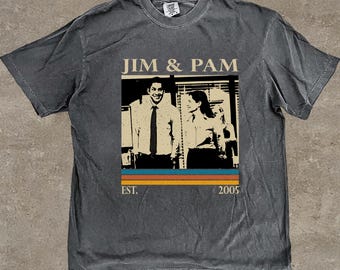 Camiseta retrô do Jim e da Pam, camiseta para fãs da série The Office, camiseta vintage de filme.