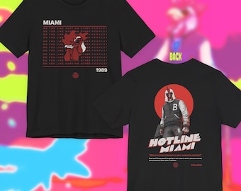 Camiseta gráfica Hotline Miami / Arte pixelado retro de Miami 1989