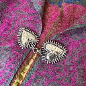 Silver Heart Scarf & Sweater Clip | Double Snake Cloak Clasp, Multi-Use Scarf Holder, Cinch Clip, Neckerchief Clip, Renfest