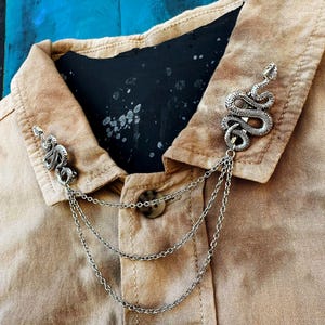 Silver Snake Brooch – Three Layer Chains Collar Pin Silver Serpent Lapel Pin Shirt Brooched 2026 Pinterest trends