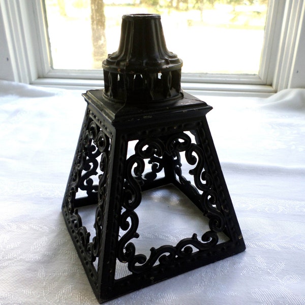Vintage Gothic Black Metal Light Cover, Victorian, Outdoor Lamp Shade, Castle Style, Ornate, Halloween Decor