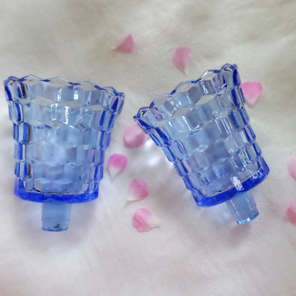 Blue Glass Votive Sconce Cups, Vintage Glass Candle Holders, Inserts, Votive Candle Cups, Tea Light Candles, Fairy Lights