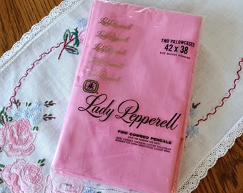 In package Lady Pepperell Pillowcases, Rich Pink, Deep Pink, Rosy Pink, Fine Combed Percale, All Cotton, Solid Color