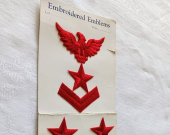 Vintage Navy Embroidered Novelties, Navy Patches, Navy, Anchor, Red Stars, Eagle, Red Navy Emblems, Novelties for Clothing, Sea