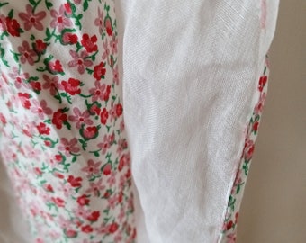 1950s Mini Calico Flower Print Apron, Sheer, Ladies Waist Apron, Mid Century, Cocktail Party, Ladies Size Small To Medium