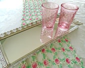 Vintage Silver Filigree Mirrored Tray, Vanity Tray, Extra Long, Silver Finish, Wall Mirror, Hanging Mirror, Perfume Bottle Tray, Serving