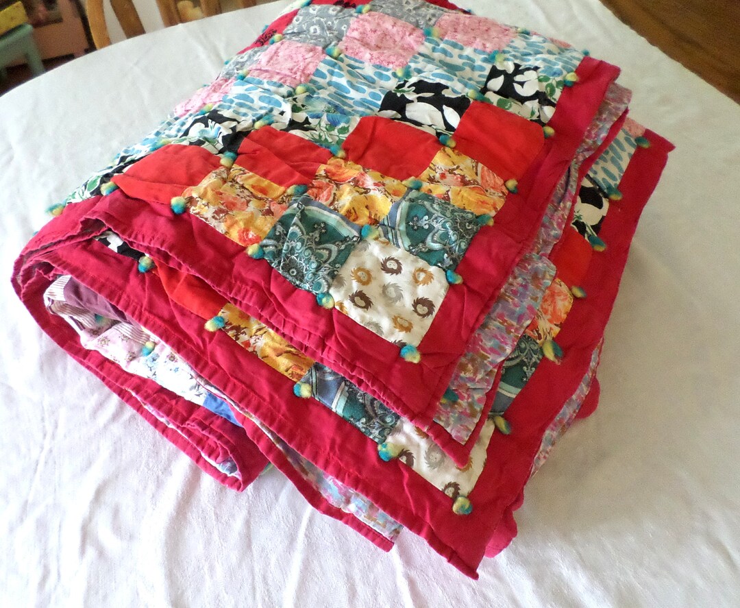 Antique Patchwork Quilt Twin Bed Quilt Cotton Floral Etsy