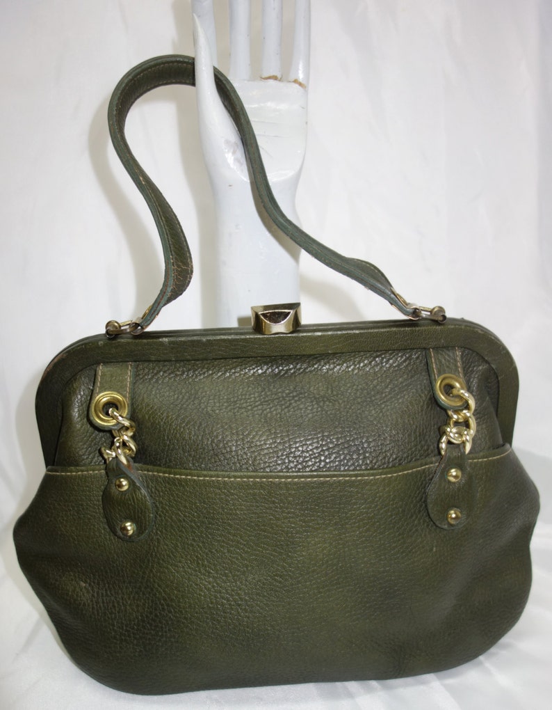 ROGER VAN S. 60s Olive Leather Purse Etsy