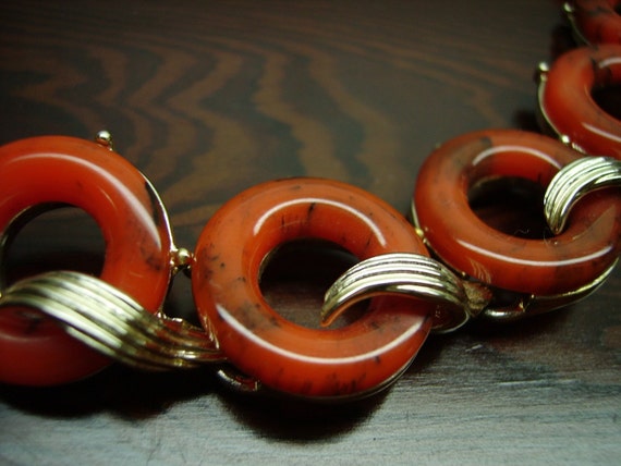Vintage CHAREL Red Bakelite Choker Necklace - image 3