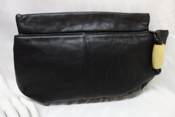 JERRY MOSS 70s Black Leather & Horn Clutch 27% OFF - image 3