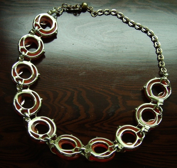 Vintage CHAREL Red Bakelite Choker Necklace - image 4