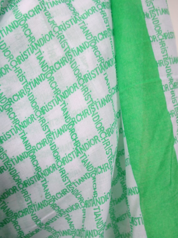 CHRISTIAN DIOR Vintage 70s Kelly Green & White Sc… - image 3