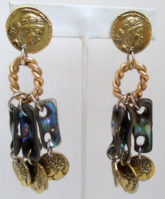 LES BERNARD Coin and Abalone Necklace w/matching … - image 5
