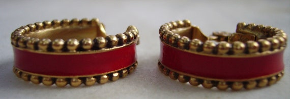 YSL Yves Saint Laurent Red Enamel Hoop  Earrings - image 5