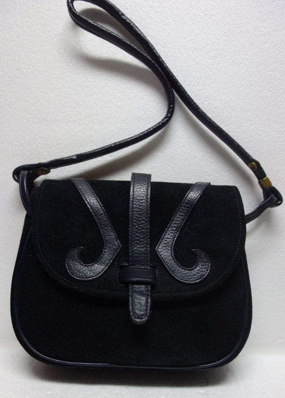 Vintage ROGER VAN S Black Suede and Leather Purse