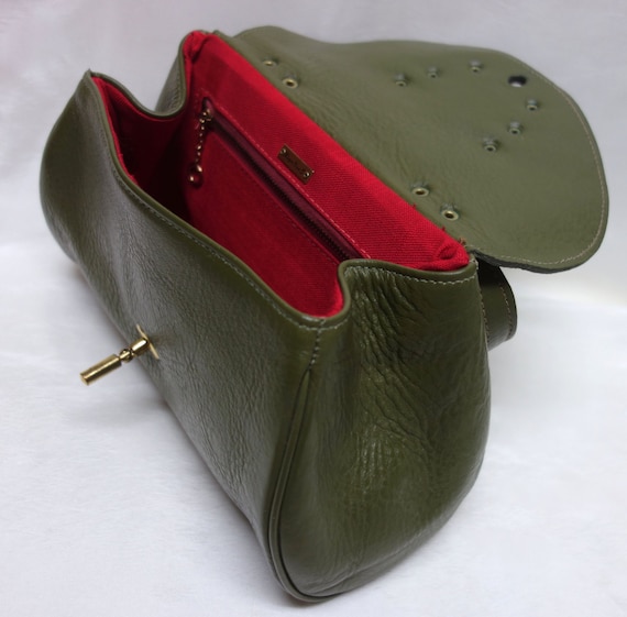Vintage 60s ROGER VAN S Olive Pebbled Leather Hand