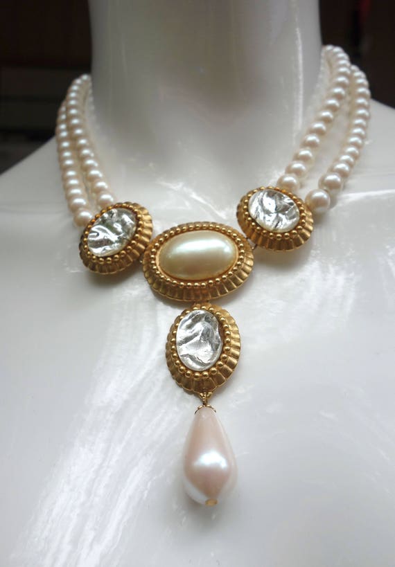 Vintage YSL Yves Saint Laurent Faux Pearl Choker - image 4