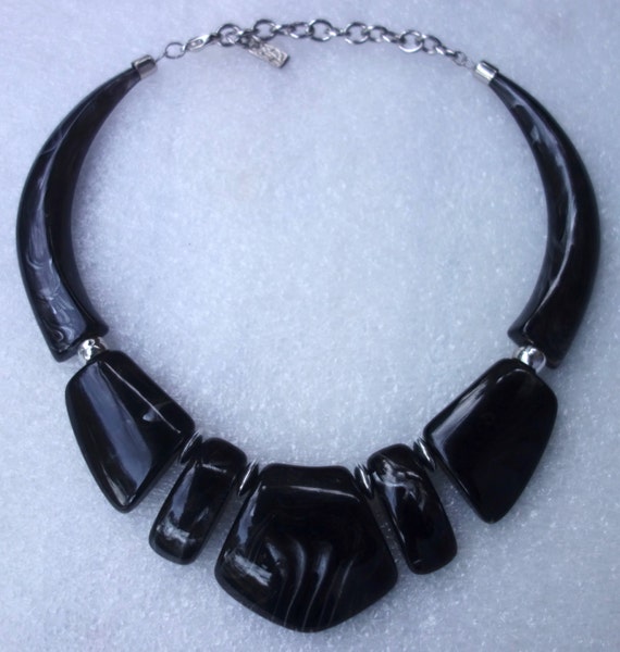 YSL Yves Saint Laurent 70s Black Lucite Choker Ne… - image 1