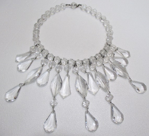 Vintage LES BERNARD INC Clear Lucite Drop Choker … - image 2