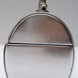 ARNOLD SCAASI Vtg Silver Leather Domed Box Purse with Metal Dolphin Handle SALE image 4