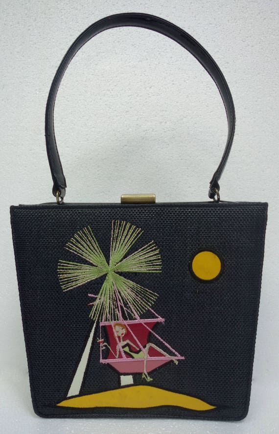 Vintage NICOLE MILLER Embroidered woven Black Raff