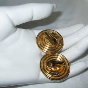 Vintage YSL Yves Saint Laurent concentric Gilt Disk Earrings image 4