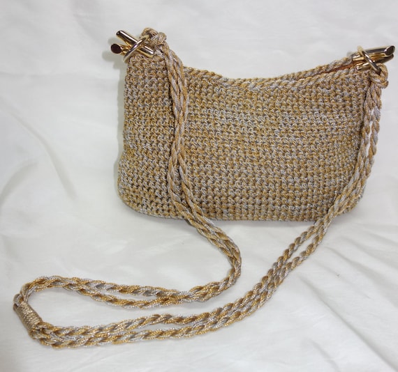 Vintage RODO Crochet Metallic Thread  Evening Bag - image 1