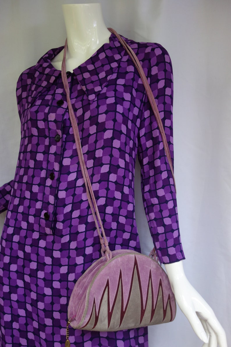 Vintage MAUD FRIZON Violet and Khaki Suede Crossbody Bag Etsy