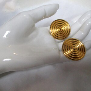 Vintage YSL Yves Saint Laurent concentric Gilt Disk Earrings image 1