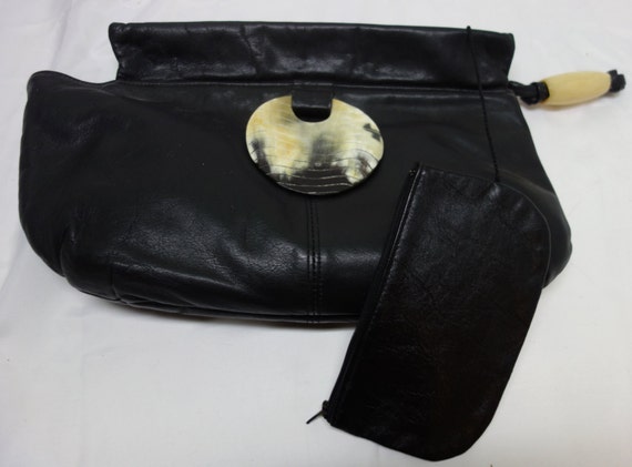 JERRY MOSS 70s Black Leather & Horn Clutch 27% OFF - image 4