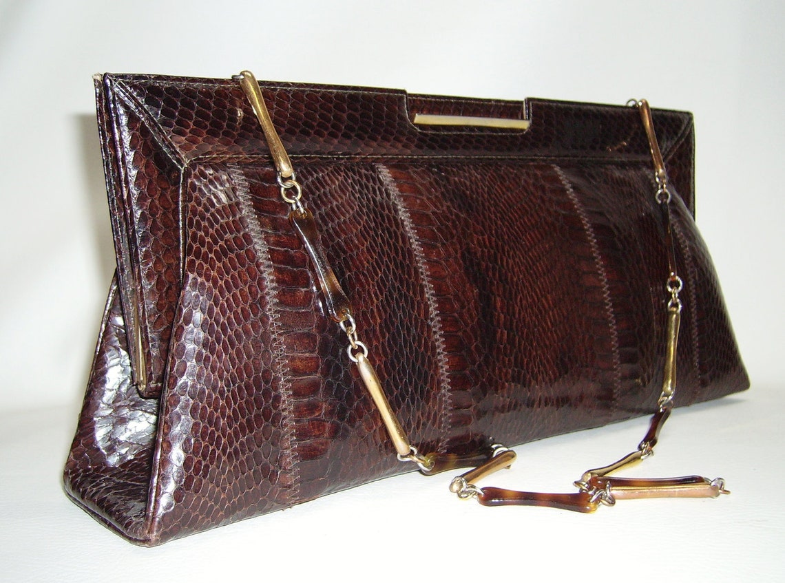 Vintage Brown Snakeskin Clutch Purse 14 1/2 Inches Long - Etsy