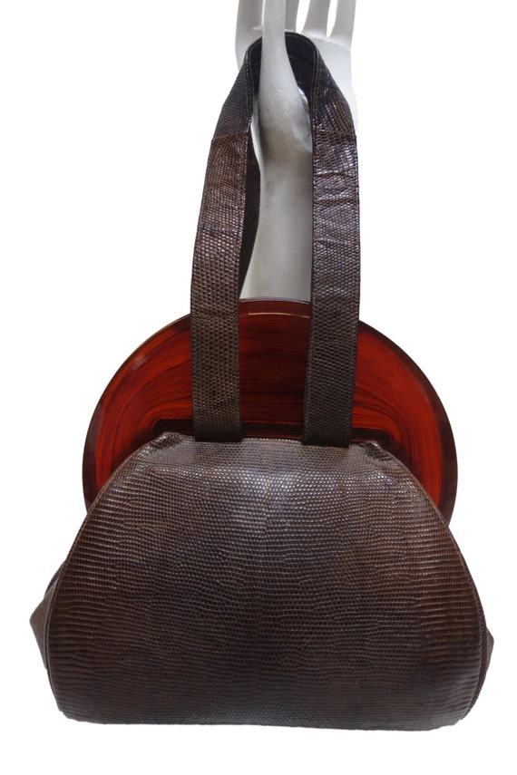 Vintage 40s Lizard and Lucite Handbag