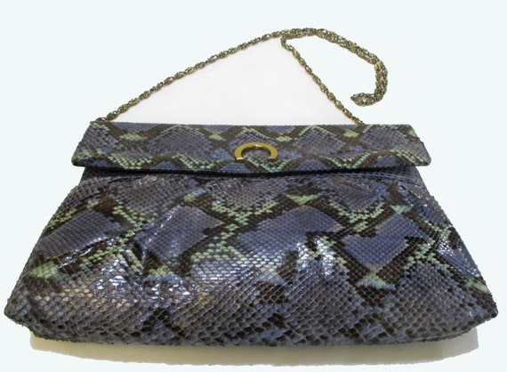 Vintage 70s Snakeskin Clutch/Shoulderbag by SUPRE… - image 1