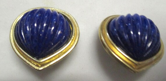 Vintage YSL Lapis Glass Earrings for Pierced Ears - image 2