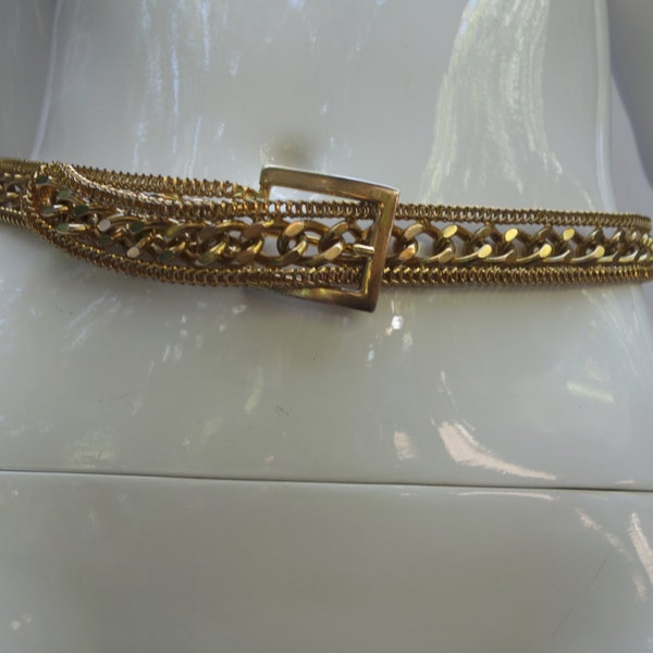 Vintage YSL Yves Saint Laurent Metal Link Chain Belt SzSmall