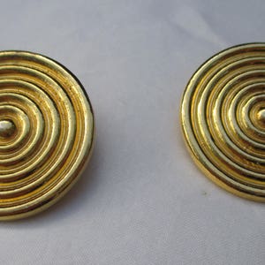 Vintage YSL Yves Saint Laurent concentric Gilt Disk Earrings image 3