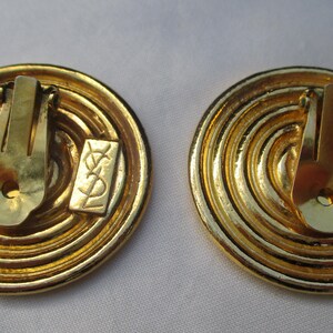 Vintage YSL Yves Saint Laurent concentric Gilt Disk Earrings image 2