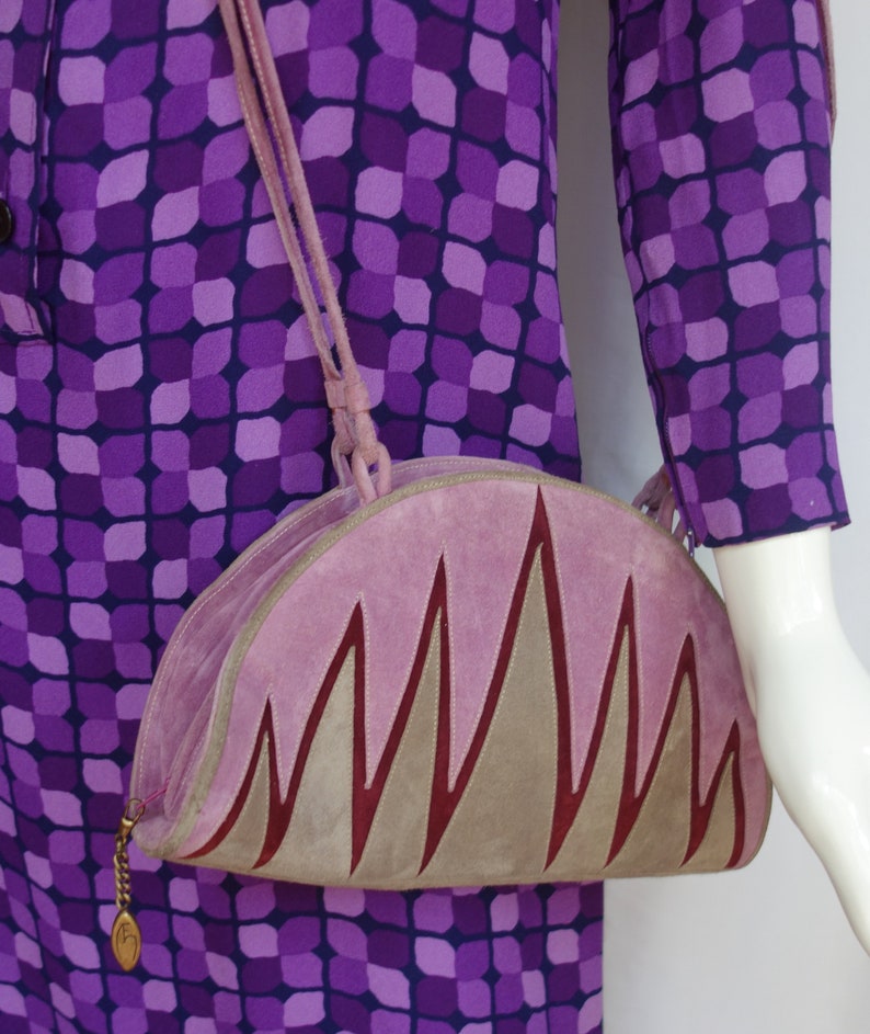 Vintage MAUD FRIZON Violet and Khaki Suede Crossbody Bag Etsy