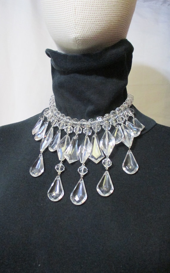 Vintage LES BERNARD INC Clear Lucite Drop Choker … - image 1