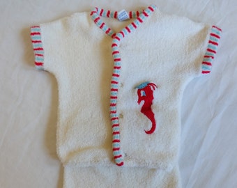 Vintage terry cloth seahorse baby beach outfit