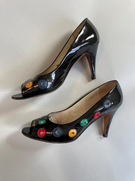 Black cut out peep toe heels new arrivals