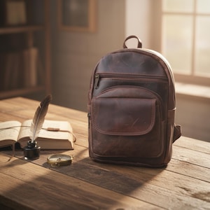 Mini zaino in pelle marrone fatto a mano / zaino in stile vintage