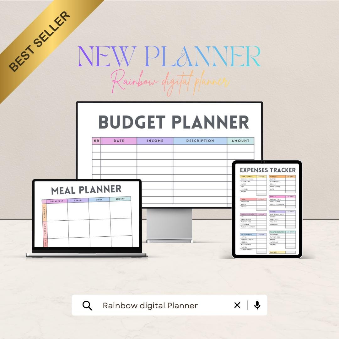 Rainbow Digital Planner 2025-2027, Weekly Daily, Notability - Etsy